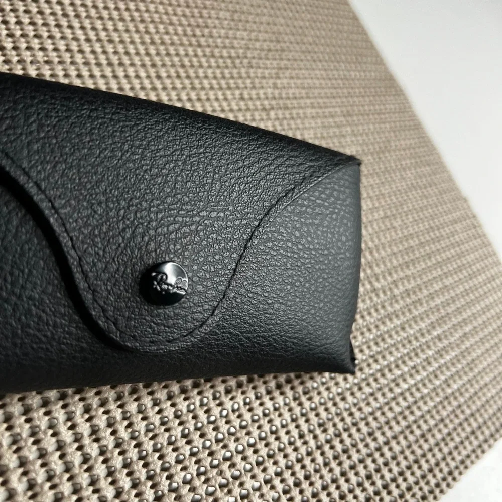 Ray-Ban Black Textured Leather Sunglasses Case with Snap Closure and Paperwork